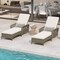2 Pcs Pe Wicker Chaise Lounge Chair 6-Position Adjustable Patio Recliner W/ Soft Cushions